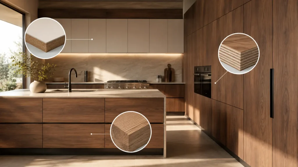 Diferencia entre MDF, Triplay y Madera Sólida en cocinas